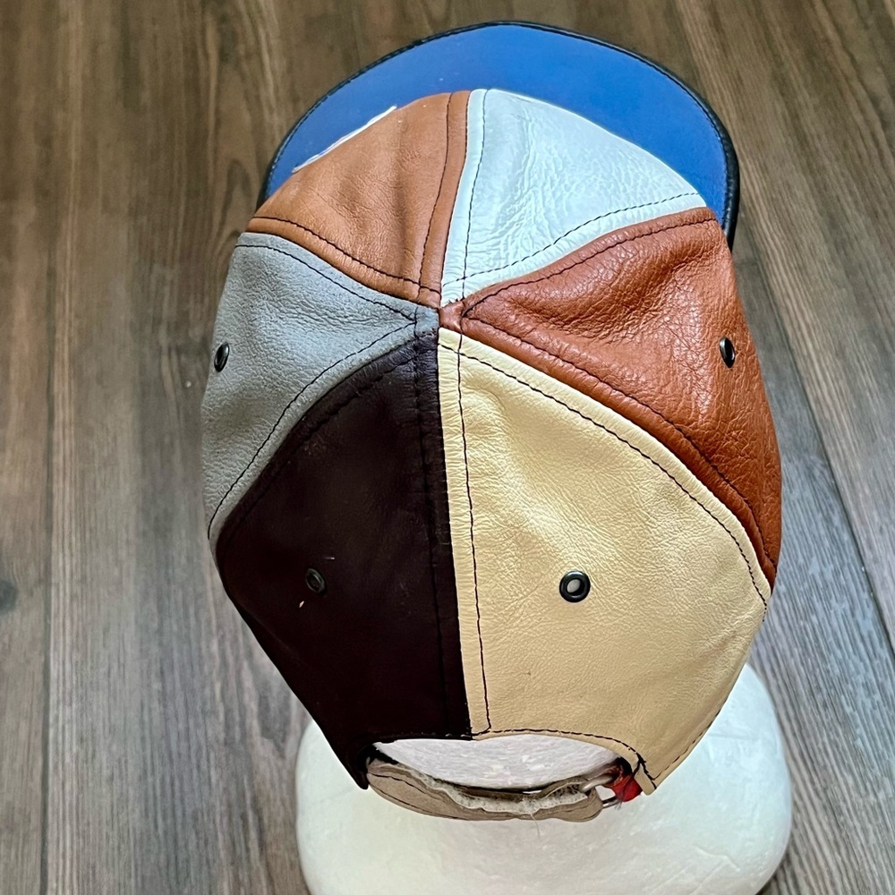 Multicolor Leather Patchwork Cap - image 6